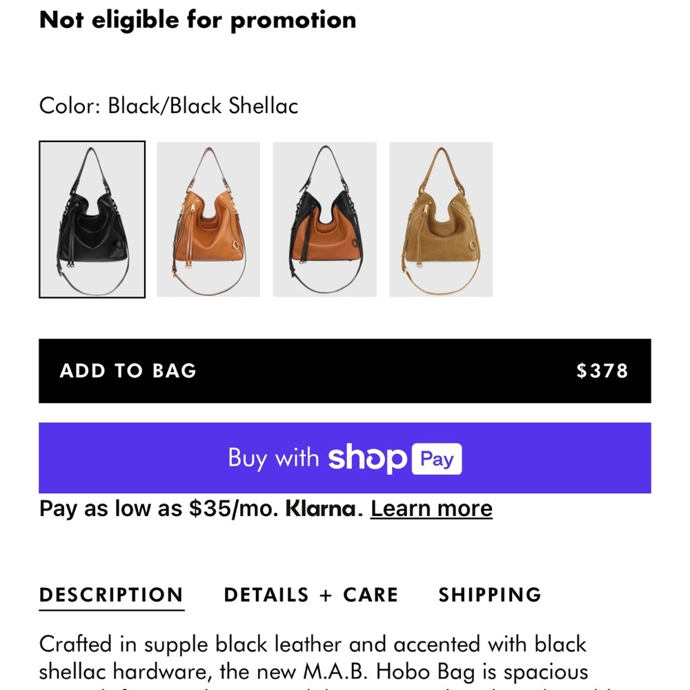 Rebecca Minkoff Black Leather Hobo Bag